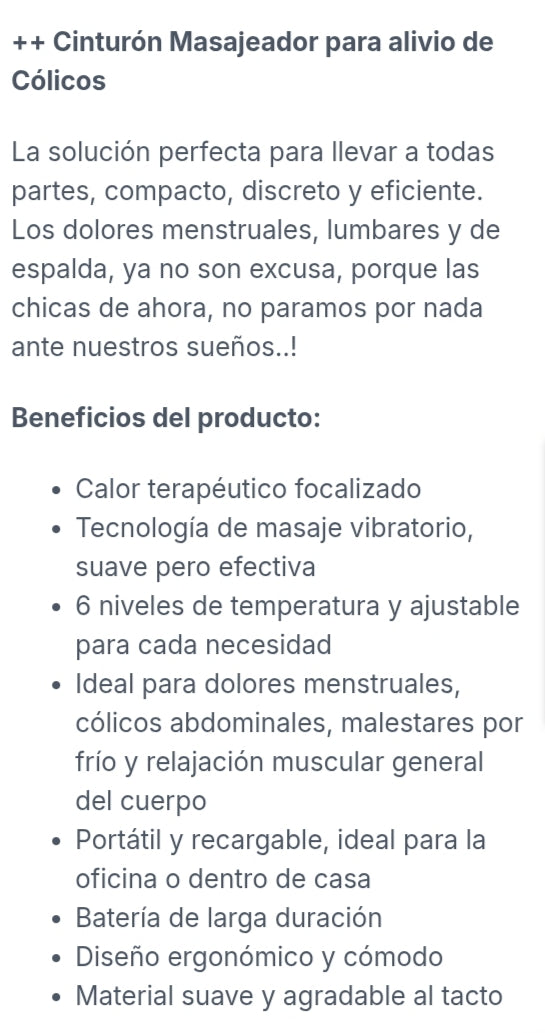 Cinturón uterino con calor inteligente